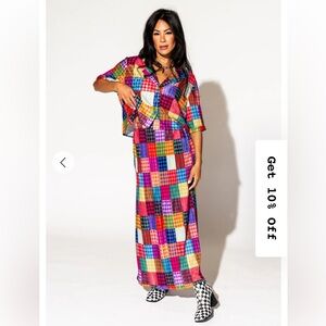 Dressed in lala cest la vie plisse suit in funhouse print